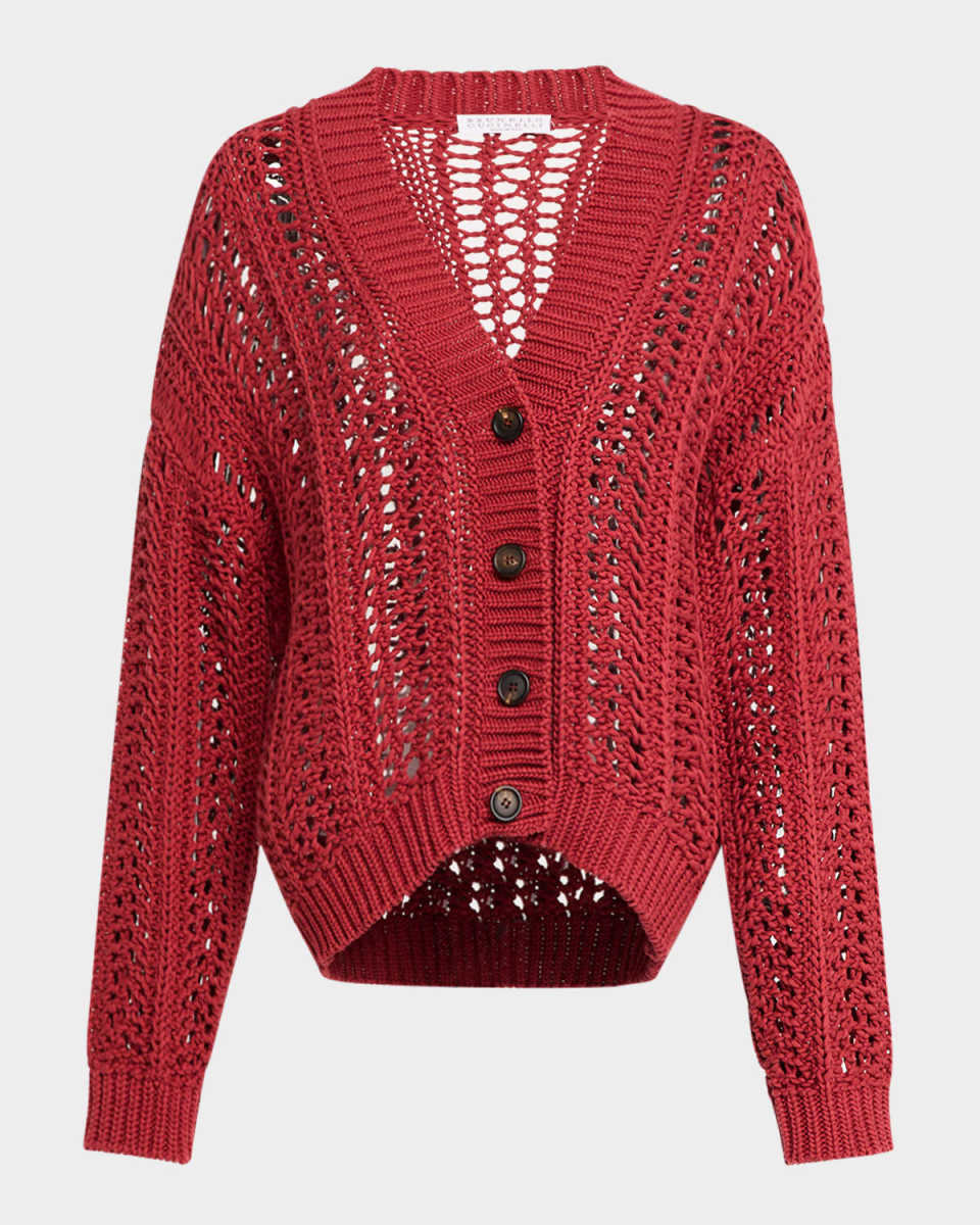 Cotton Springtime Net Button Front Cardigan